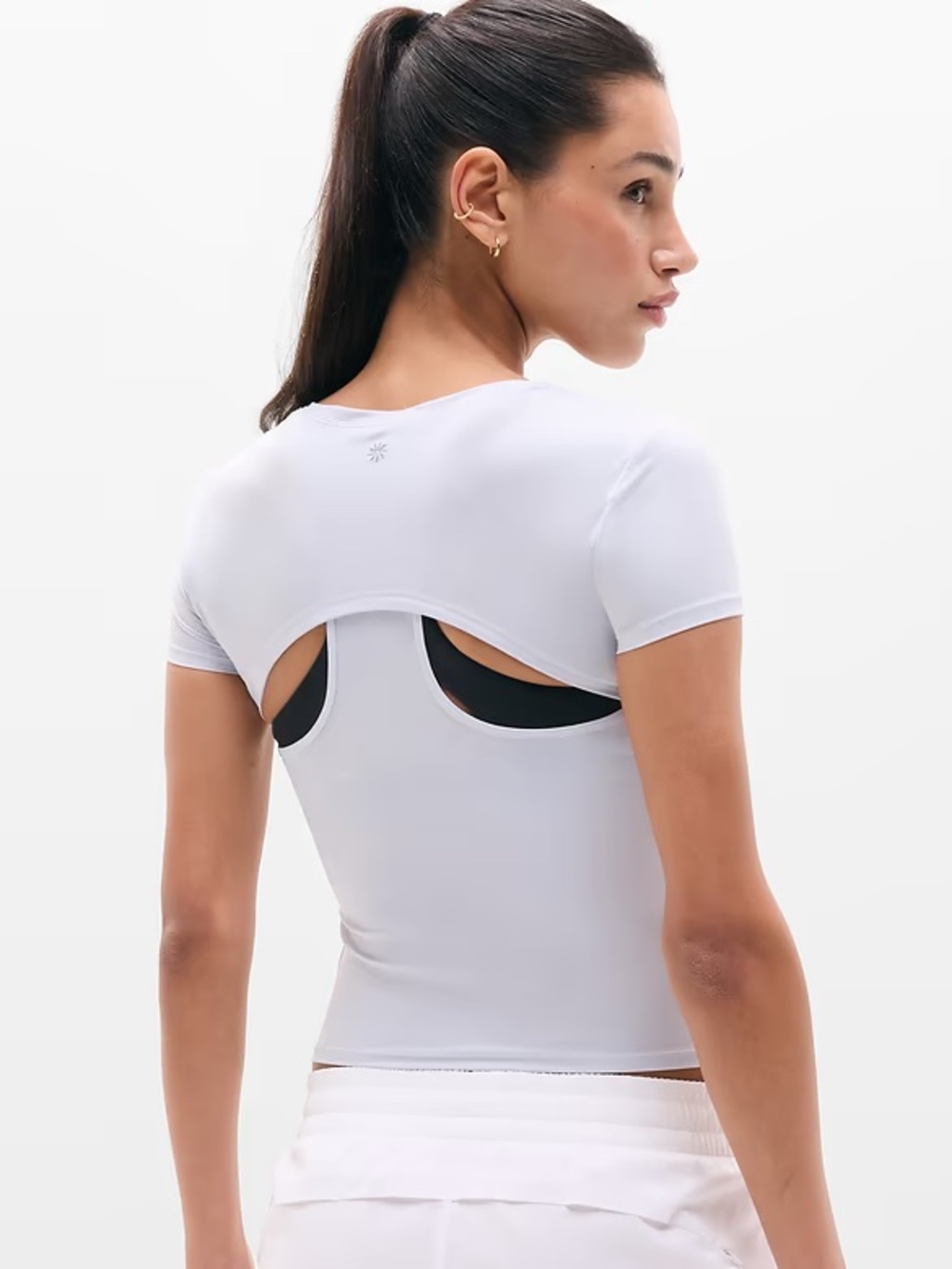 Athleta White Short-Sleeve Cutout Training Tee